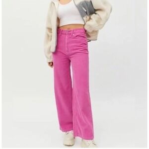 BDG Wide Leg Corduroy Pants in Bright Pink
